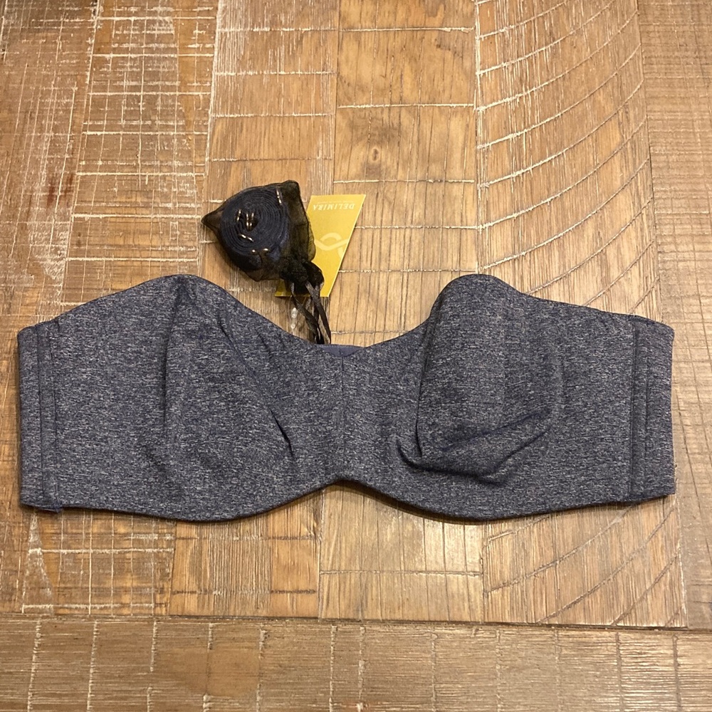 Blue Heather Strapless Bandeau Underwire bra with detachable straps NWT size 36B